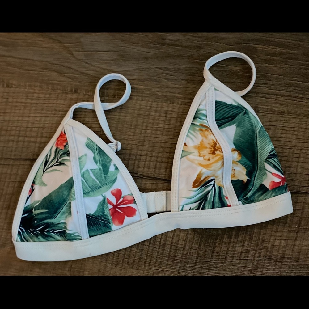 Tropical Print Bikini Swimsuit Top